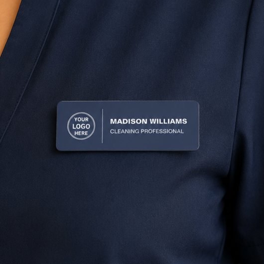 Modern Cleaning Services Logo Navy Blau Namensschild