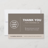 Modern Cleaning Services Logo QR-Code in Taupe Dankeskarte (Vorderseite)