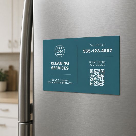 Modern Cleaning Services Logo QR Magnetkarte