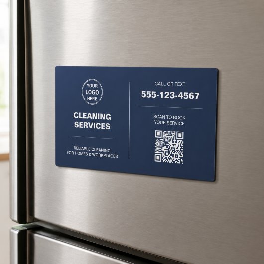 Modern Cleaning Services Logo QR Magnetkarte