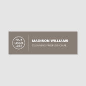 Modern Cleaning Services Logo Taupe Namensschild (Vorderseite)