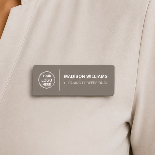 Modern Cleaning Services Logo Taupe Namensschild