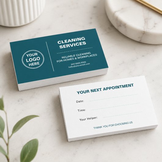 Modern Cleaning Services Logo Türkis Terminkarte