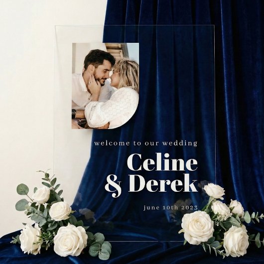 Modern Clear Wedding Photo Welcome Acrylic Sign Acrylschild