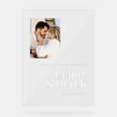 Modern Clear Wedding Photo Welcome Acrylic Sign Acrylschild (Vorderseite)