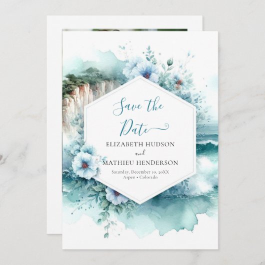 Modern Cliff Nautical Wedding Save The Date (Vorne/Hinten)