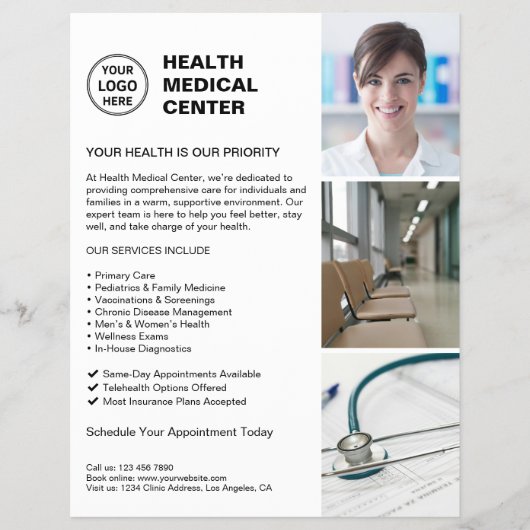 Modern Clinic Doctor Healthcare Custom Logo Flyer (Vorne)
