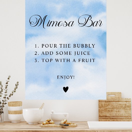 Modern Cloud Nine Brautparty Mimosa Bar Sign Poster (Küche)