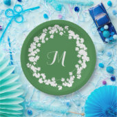Modern Clover Blätter Wreath St Patricks Monogram Pappteller (Party)