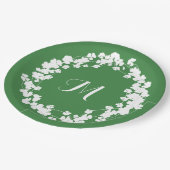 Modern Clover Blätter Wreath St Patricks Monogram Pappteller (Schrägansicht)