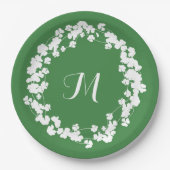 Modern Clover Blätter Wreath St Patricks Monogram Pappteller (Vorderseite)