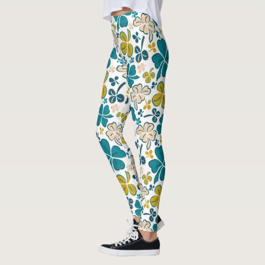 Modern Clover Kleeblatt Pattern St Patrick`s Day Leggings (Links)