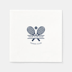 Modern Club Name Tennis Icons Navy Blue Logo Paper Serviette