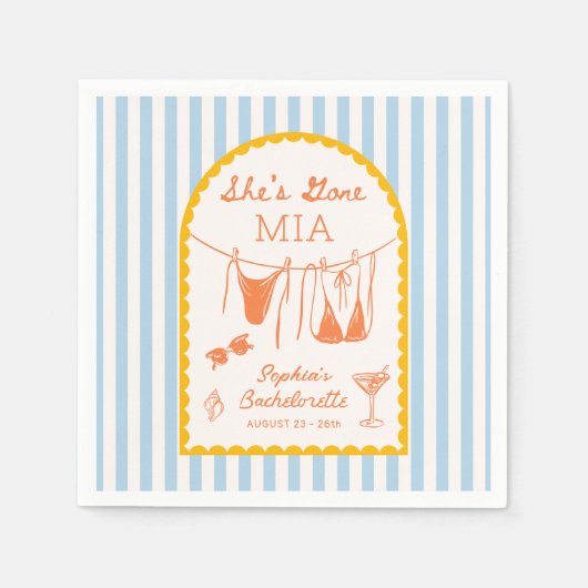 Modern Coastal Bachelorette Party Cocktail Napkins Serviette (Vorderseite)