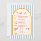 Modern Coastal Bachelorette Party Itinerary Einladung (Rückseite)