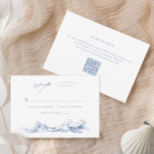 Modern Coastal Chic Blue QR Code Wedding RSVP Karte