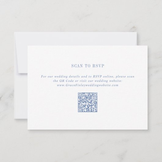 Modern Coastal Chic Blue QR Code Wedding RSVP Karte (Rückseite)