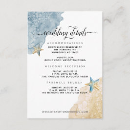 Modern Coastal Dusty Blue + Strand Hochzeiten Deta Begleitkarte