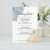 Modern Coastal Dusty Blue + Strand Hochzeiten Deta Begleitkarte (Stehend Vorderseite)