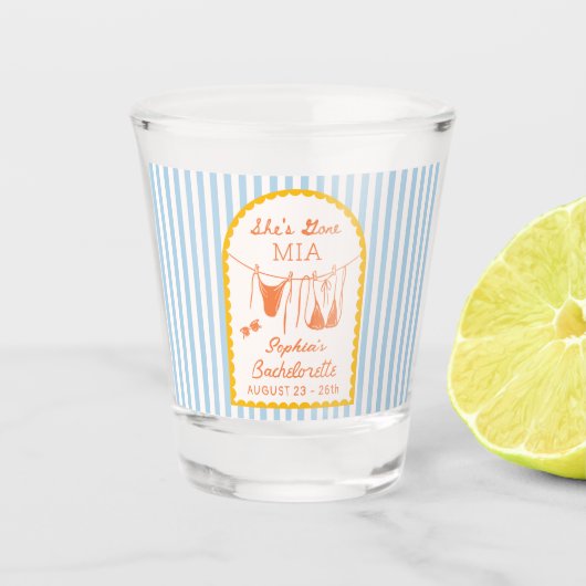 Modern Coastal MIA Bachelorette Party Shot Glasses Schnapsglas (Vorderseite)