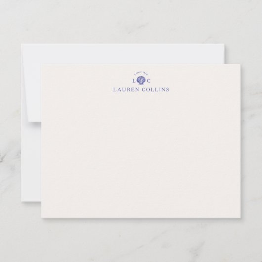 Modern Coastal Monogram Seashell Note Card Einladung (Vorderseite)