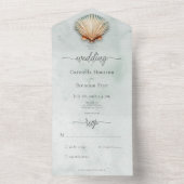Modern Coastal Seashell Aqua Ticino All In One Einladung (Innen Boden)