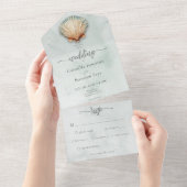 Modern Coastal Seashell Aqua Ticino All In One Einladung (Abreißen)