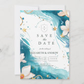 Modern Coastal Seashell Watercolor Wedding Save The Date (Vorderseite)