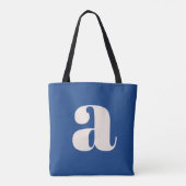 Modern Cobalt Blue Bold Retro Monogram Initial Tasche (Rückseite)