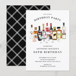 Modern Cocktail Geburtstagsparty Einladung