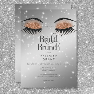 Modern Cocoa Brown Glam Eyes Bridal Brunch Einladung