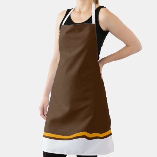 Modern Cocoa Brown White Yellow Hem Streifen Schürze (InSitu)