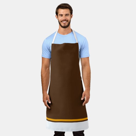 Modern Cocoa Brown White Yellow Hem Streifen Schürze (Getragen)