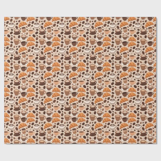 Modern Coffee Aesthetic Pattern Geschenkpapier (Flach)
