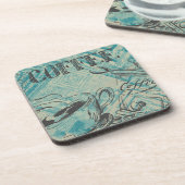 Modern Coffee Art Sketch Blue Getränkeuntersetzer (Linke Seite)