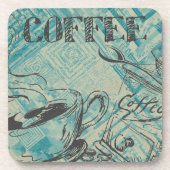 Modern Coffee Art Sketch Blue Getränkeuntersetzer (Vorderseite)