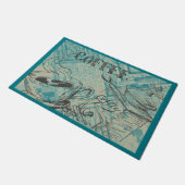 Modern Coffee Art Teal Fußmatte (Schrägansicht)