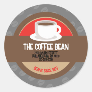Modern Coffee Bean Café Business Card Runder Aufkleber