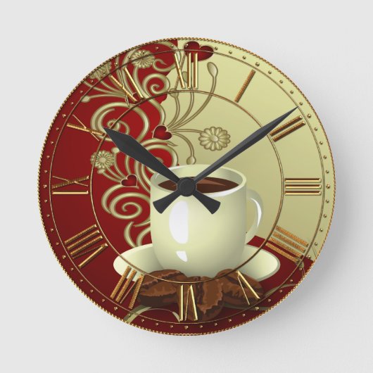 Modern Coffee Lover Runde Wanduhr (Vorderseite)