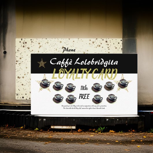 Modern Coffee Loyalty Cards Werbematerial Gold Bla Visitenkarte