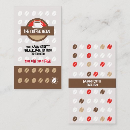Modern Coffee Loyalty Punch Coupon Business Treuekarte (Vorne/Hinten)