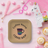 Modern Coffee Shop Café Tee Bar Custom Barista Pappteller (Party)