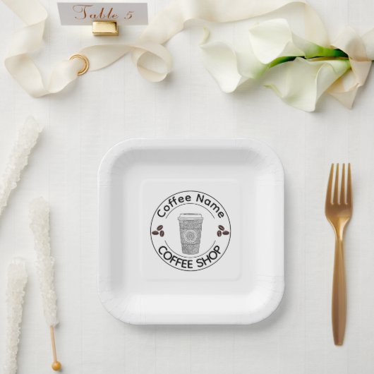 Modern Coffee Shop Café Tee Bar Custom Barista Pappteller (Hochzeit)