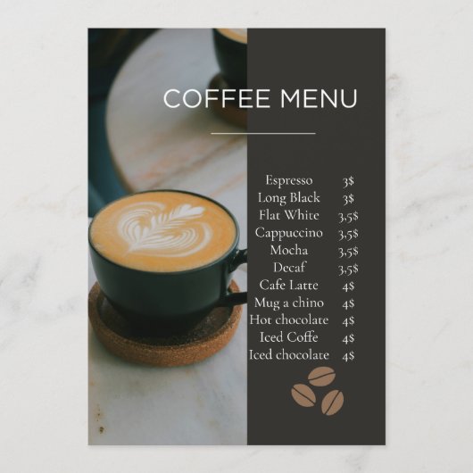 Modern Coffee Shop Menu Card Template Menükarte (Vorderseite)
