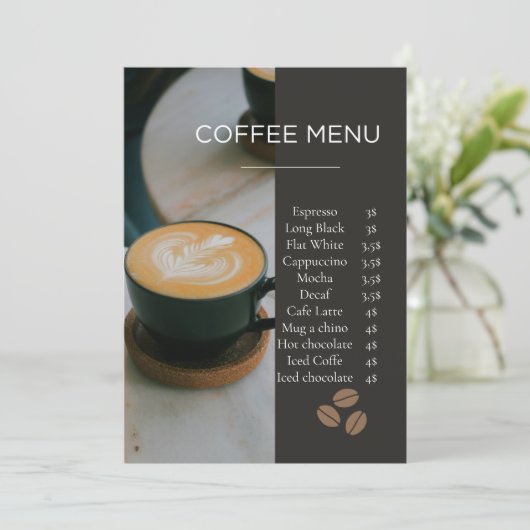 Modern Coffee Shop Menu Card Template Menükarte (Stehend Vorderseite)