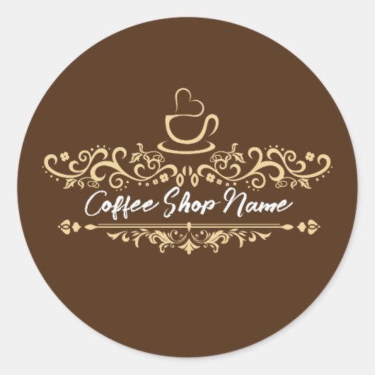 Modern Coffee Shop Willkommen Persönlicher Name Runder Aufkleber (Vorderseite)