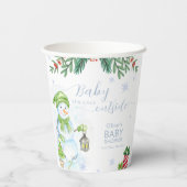 Modern Cold Outside Floral Snowman Baby Shower Pappbecher (Rückseite)