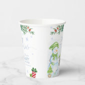 Modern Cold Outside Floral Snowman Baby Shower  Pappbecher (Links)