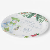 Modern Cold Outside Floral Snowman Baby Shower Pappteller (Schrägansicht)