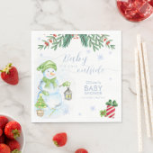 Modern Cold Outside Floral Snowman Baby Shower Serviette (Beispiel)
